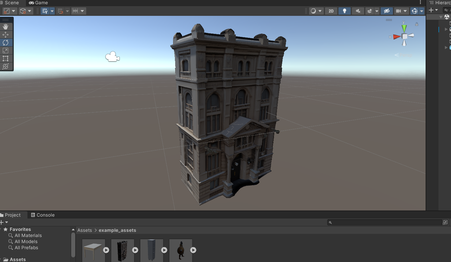 Unity scene showing imported 3D .glb model